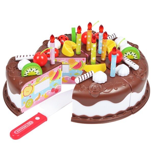 37kpl tee-se-itse suklaat kakku teeskelu leikki keittiö lelut hedelmä syntymäpäivä kakku leikkaus lelut