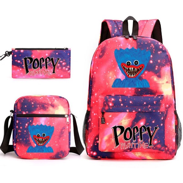Skräck spel Vallmo väska Student väska Tredelad set axel väska+Backpack+Pen väska