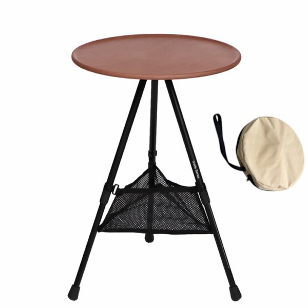 Teleskopiskt fällbart rundt bord utomhus trebent bärbart matbord bord