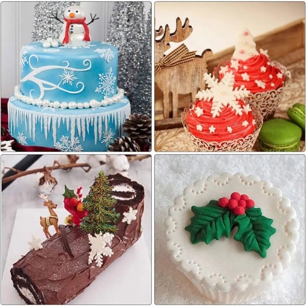 3D Jule Snøfnugg Silikon Fondant Mugg furu kjegle kake kant DIY kake pynting verktøy