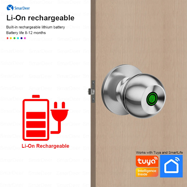Korkea laatuinen sormenjälki lukko Tuya Smart Lock Bluetoothilla ovi lukko avaimeton sisääntulo sormenjälki ja Tuya sovellus