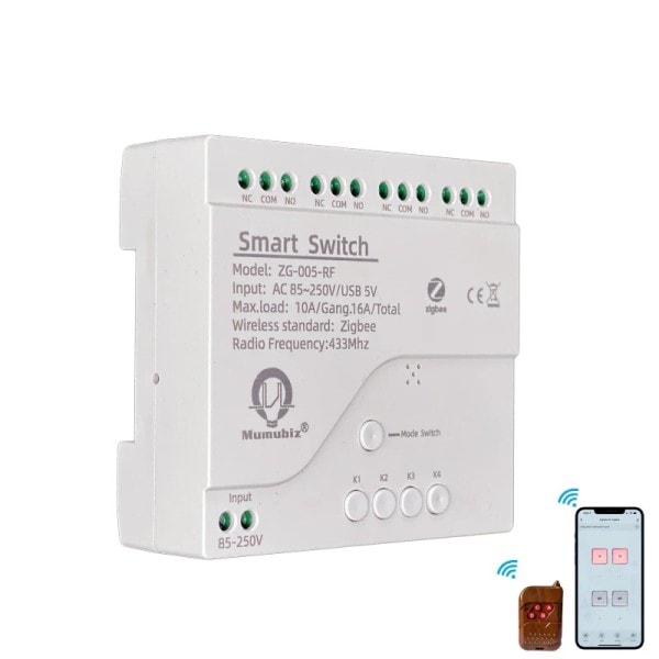 220V Switch 4 Channel Med Ding Rail Hås Arbete med ewelink Alexa kompatibel