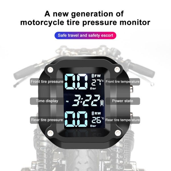 Motorsykkel Dekk Trykk Sensorer Motor TMPS Dekk Trykk Overvåking System 2 Hjul Dekk Ekstern Sensor