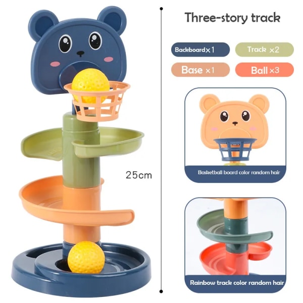 Rulle bold bunke tårn tidlig pædagogisk legetøj til babyer roterende bane pædagogisk stabling legetøj