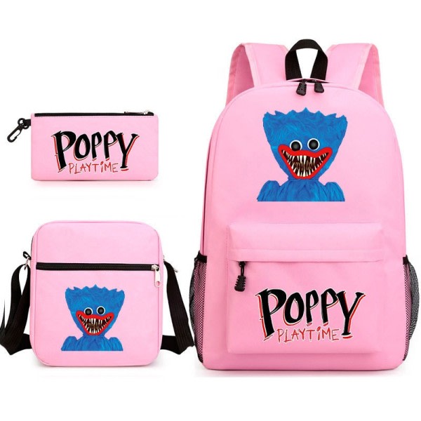 Skräck spel Vallmo väska Student väska Tredelad set axel väska+Backpack+Pen väska