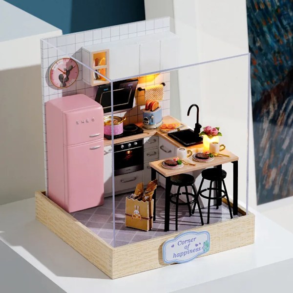 Barn Trä Miniatyr Dockhus Kit Present Leksaker Rumslåda Docka Hus Möbler Låda Teater Leksak