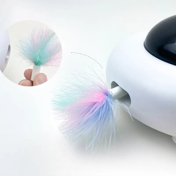 Husdjur Svängskiva Fångande Träning Leksaker USB Laddning Katt Teaser Utbytbar Fjäder Interaktiv Auto Katt Toy Smart Teaser