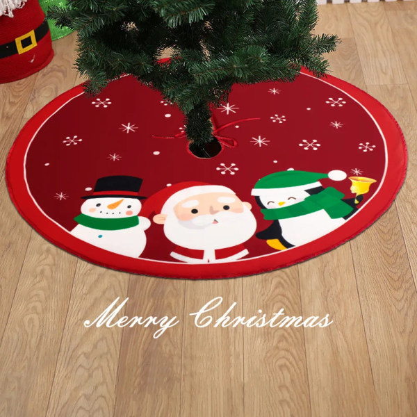 Jul träd kjol röd jul träd fot överdrag tomten snöflinga jul träd matta bas matta