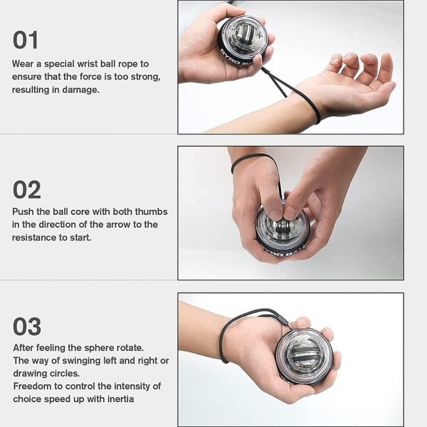 Powerball Wrist Power Gyro Ball Hand Underarm Strengthering LED Gyroscope Ball