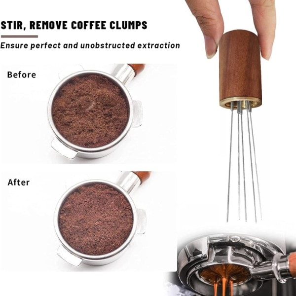 Espresso Kaffe Omrörare Distributör Nål Rostfritt Stål Kaffe Pulver Tamper Wdt Verktyg