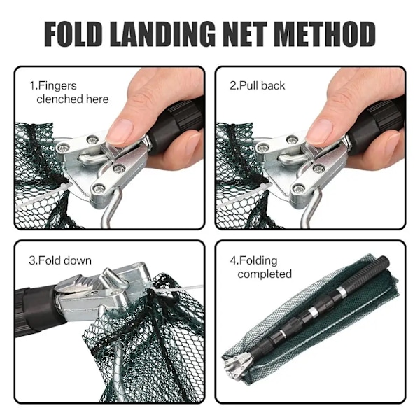 130cm aluminium legering fiske nät teleskopi vikbart land nät infällbar stång