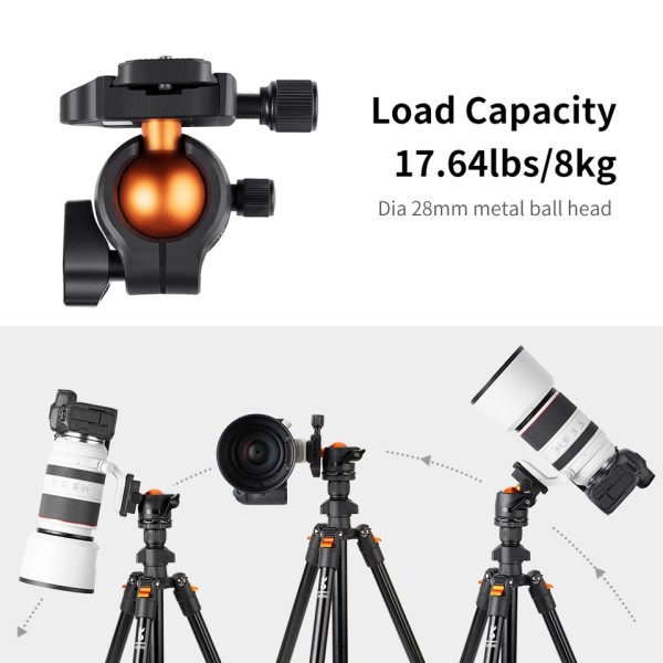 Kamera Stativ för DSLR Bärbart Aluminium Rese Stativ med 360 graders Panorama Ball Head Quick Release