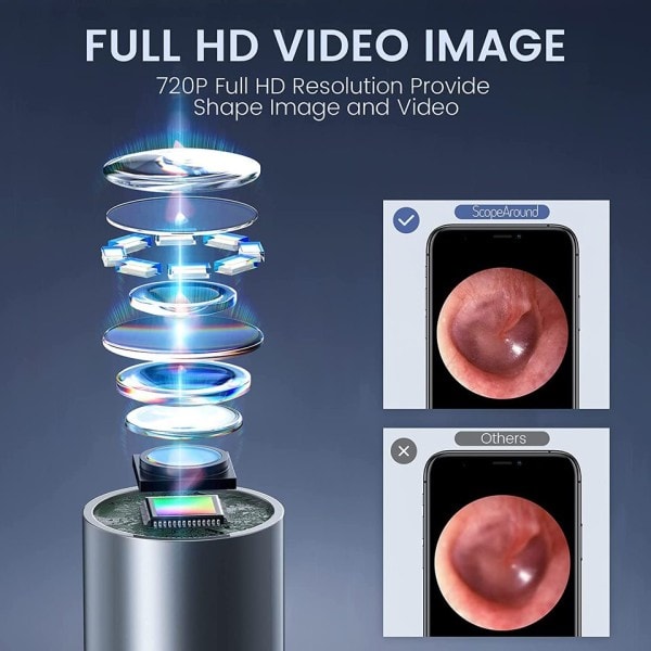 WIFI Digitaalinen Otoskooppi Korva Kamera 3.9mm Korva Puhdistus Tarkastus Kamera Korva Vaha Poistotyökalut IPhone Androidille