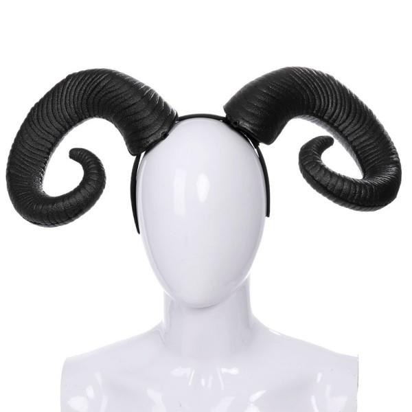Halloween Black Long Bend Ox Horn Pannband Film Demon Ondska Queen Hår Båge Gothic Cosplay Dräkt Huvudband
