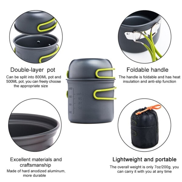 Camping matlagning redskap utomhus porslin gryta set