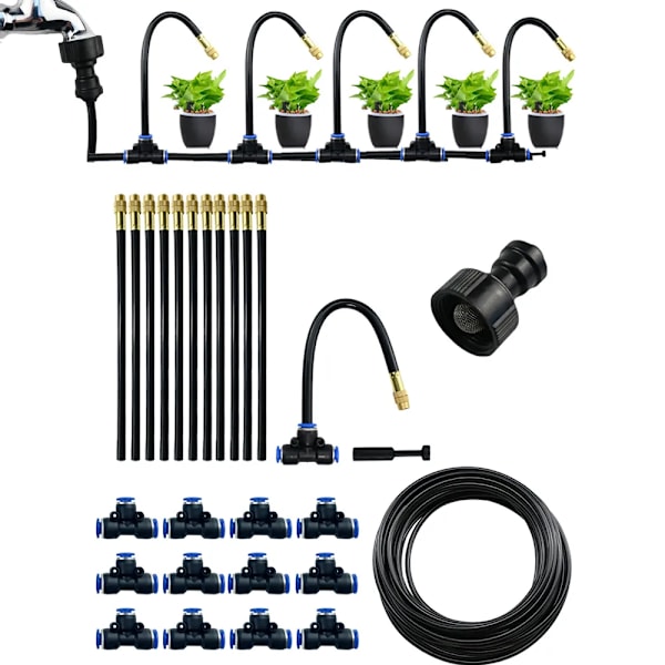 15 meter universell atomisering sprinkler automatisk vattning kit 5M/10M med 20cm roterande koppar munstycke balkong regnskog spray