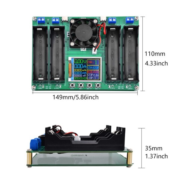 Batteri Kapacitet LCD Tester Digital Display Litium Batterier Ström Detektor Tester