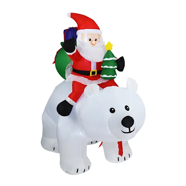 Uppblåsbar Jultomte Ridning A Shaking Polar Bear Jul Dekoration Utomhus med Roterande LED
