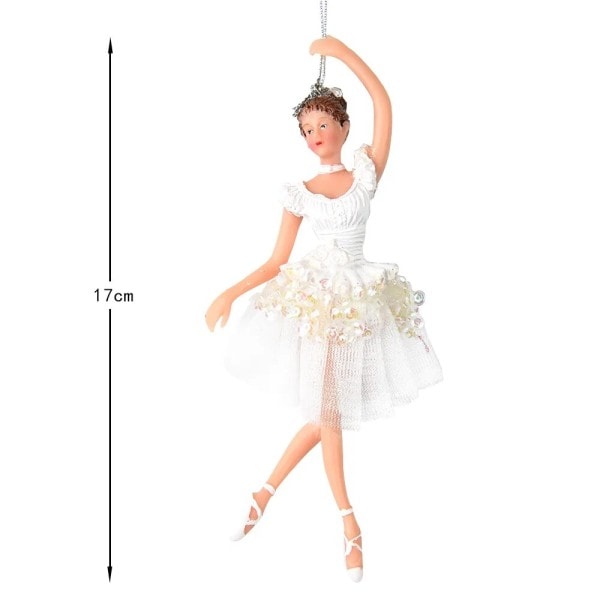 Plast materiale jente bursdag gave jul henging pynt dans sølv tutu ballerina jule pynt