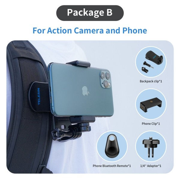 GoPro Hero 11 10 9 8 7 6 Ryggsäck Clip 360 Rotary Clip Mount