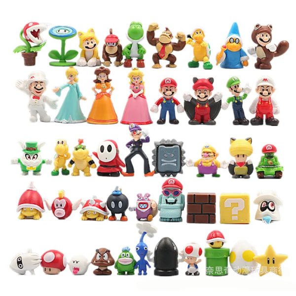 48 stykker Super Mario Bros Legetøj Dukker Anime Figurer Luigi Yoshi Donkey  Kong Wario PVC Action Figur Model Legetøj 68c1 | Fyndiq