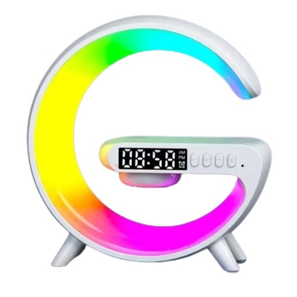 Multifunksjon Trådløs lader Pad Stativ Høyttaler TF RGB Natt Lys 15W Rask Ladestasjon for iPhone Samsung Xiaomi Huawei