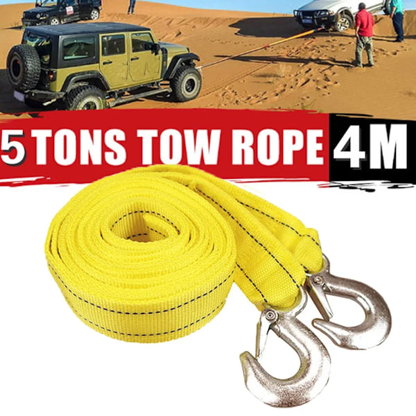 1 stk 4M bil sleep kabel heavy duty 5 tonn tilhenger tau slepe trekk tau stropp kroker