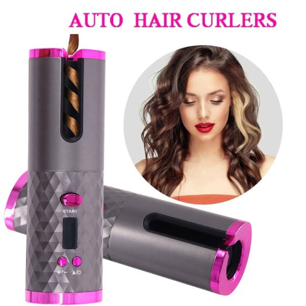Curling Iron Trådløs Automatisk Hår Curler USB Genopladelig Krøller Bølger LCD Skærm