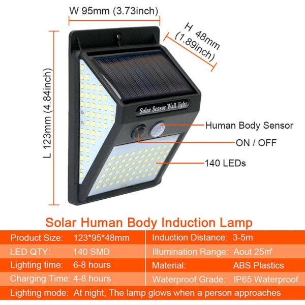 PIR Bevægelse Sensor Sollys kontrol Solar Energi Gade lampe Gard Sti Hjem Have Solar Strøm Induktion Væg Lys
