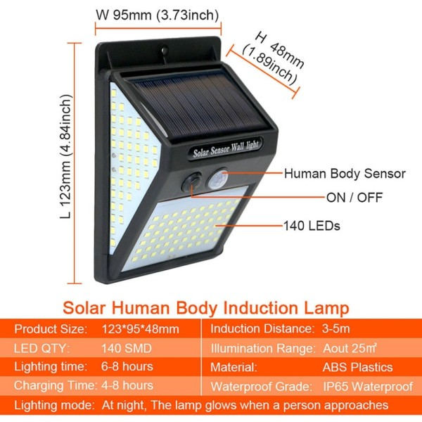 PIR Rörelse Sensor Solljuskontroll Solar Energi Gata lampa Gård Väg Hem Trädgård Solar Ström Induktion Vägg Ljus