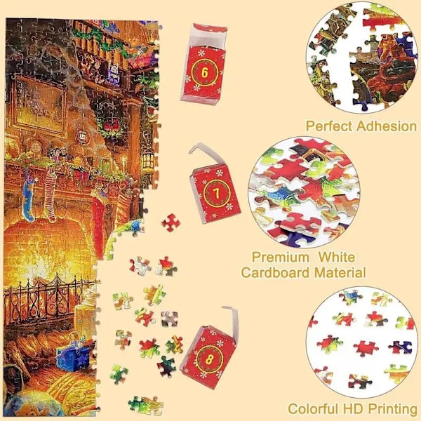 Jul Advent Kalender 1008stk Julemand puslespil 24 Dage Nedtælling