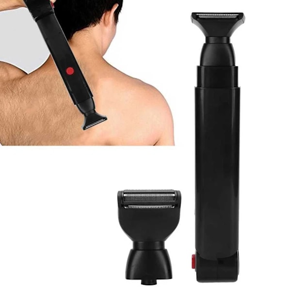 Elektrisk rygg barbermaskin 2 i 1 ansiktsbehandling hår trimmer barberhøvel oppladbar foldbar håndtak rygg hårfjerning