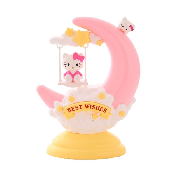 Hello Kitty Måne Natt Lys Tegneserie KT Katt Bord Lampe Barn Leke