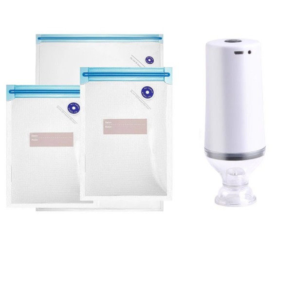 Gjenbrukbar Vacuum Mat Oppbevaring Glidelås poser Set Elektrisk Håndholdt Vacuum Sealer