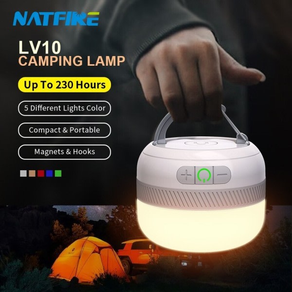 USB C Genopladelig 230 timer Med 5 farver Lommelygte Til Udendørs Telt Lampe Nødlys Lantern