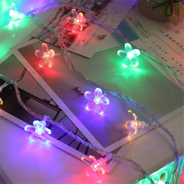 Cherry Blossom Flower Garland Lampe Batteri USB Operated LED String Fairy Lights