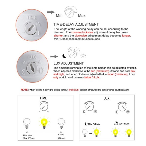 Bevegelse Sensor Lys Bryter Detektor Basis Lampe Holder