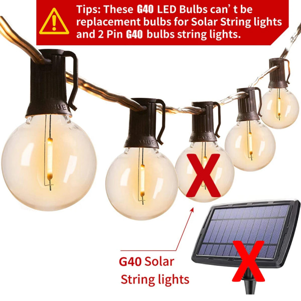 25 stykker G40 1W LED String Lys Erstatning Pære E12 220V Varm Hvit 2200K LED Lamper Bytt 7W Glødelamper Pærer Plast