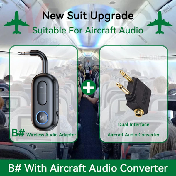 Bluetooth 5.3 Audio lähetin vastaanotin 3.5MM AUX Hifi Stereo Musiikki Langaton sovitin mikrofonilla