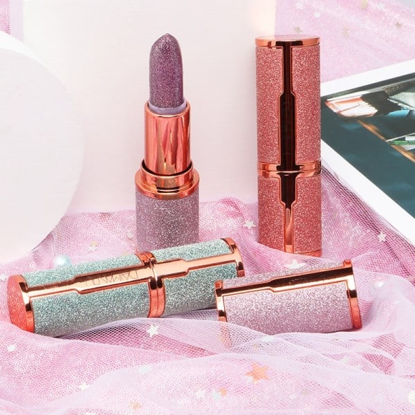 Glitter Matte Lämpötila Vaihto huulipuna Vedenpitävä Pitkä kestävä Timantit huulipunat