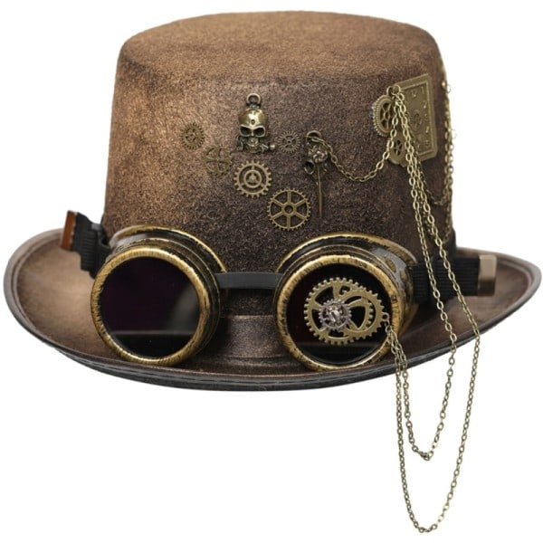 Steampunk Män Hatt Med Goggles Gay Topp Hatt Jazz Hatt Gothic Steampunk Topp Hatt För Män