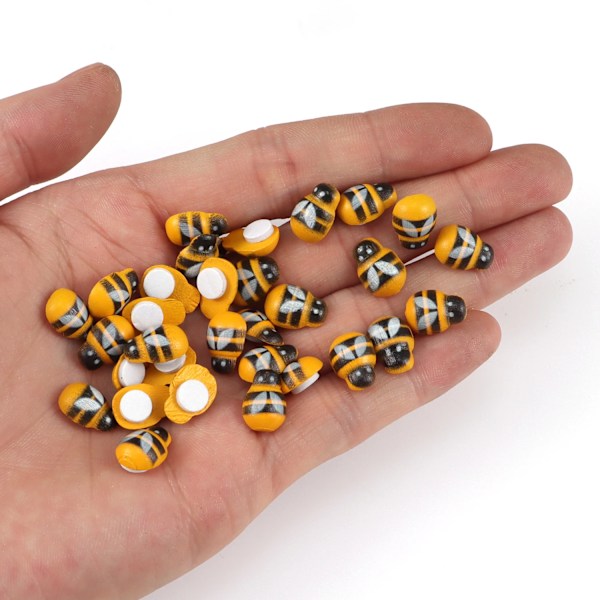 Mini Trä Bi Färgglad nyckelpiga med lim Flatback Cabochon Miniatyr Ornament