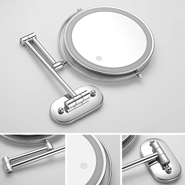 8-tommer Makeup Mirror Chrome 10x Magnifying Double Side USB Mirrors