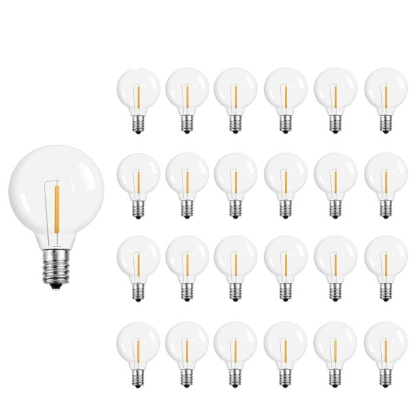 25 stykker G40 1W LED String Lys Erstatning Pære E12 220V Varm Hvit 2200K LED Lamper Bytt 7W Glødelamper Pærer Plast