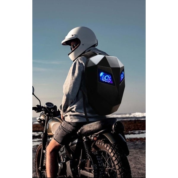 Motorcykel Køre Smart LED Rygsæk Skoletaske Cykling Bluetooth Vandtæt Hård Shell Hjelm Taske