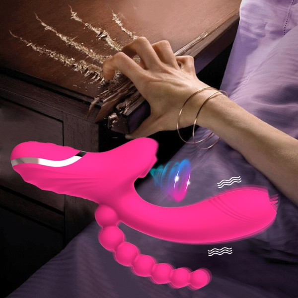 3 i 1 Klit Sucker Dildo Vibrator för Kvinnor Klitoris G Fläck Tunga Slickande Vacuum Stimulator Sex leksaker