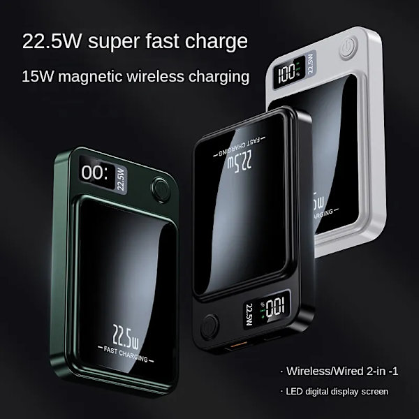 Magnetisk Qi Trådløs lader Power Bank 22,5W Rask Lading Powerbank