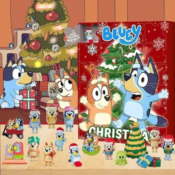 Koira Figuuri Joulu Adventti kalenteri Blind Box Syntymäpäivä Lahja Kawaii Sininen Koira Anime Kuvio toiminta PVC Malli Lasten lelu