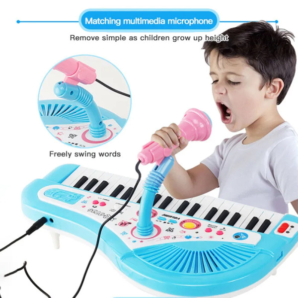 Elektroniskt klaviatur piano för barn med mikrofon musikal instrument leksaker