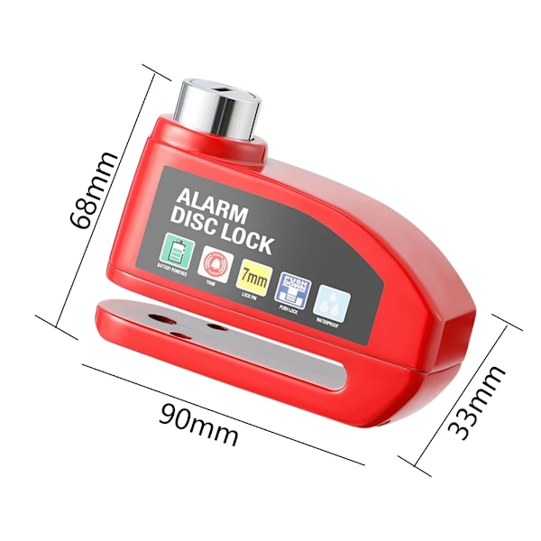 Motorsykkel Alarm Lås Hjul Skive brems med nøkkel Motorsykkel Scooter Sykkel Vanntett Tyverisikring Aluminium Legering Sikkerhet Brakeloc